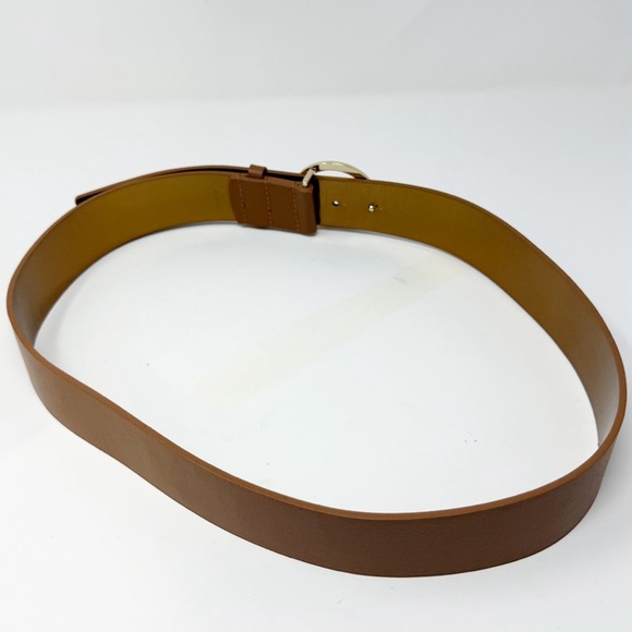 Michael Kors Brown Leather Belt Large – Gold MK Logo Buckle, Genuine Leather - Picture 3 of 16